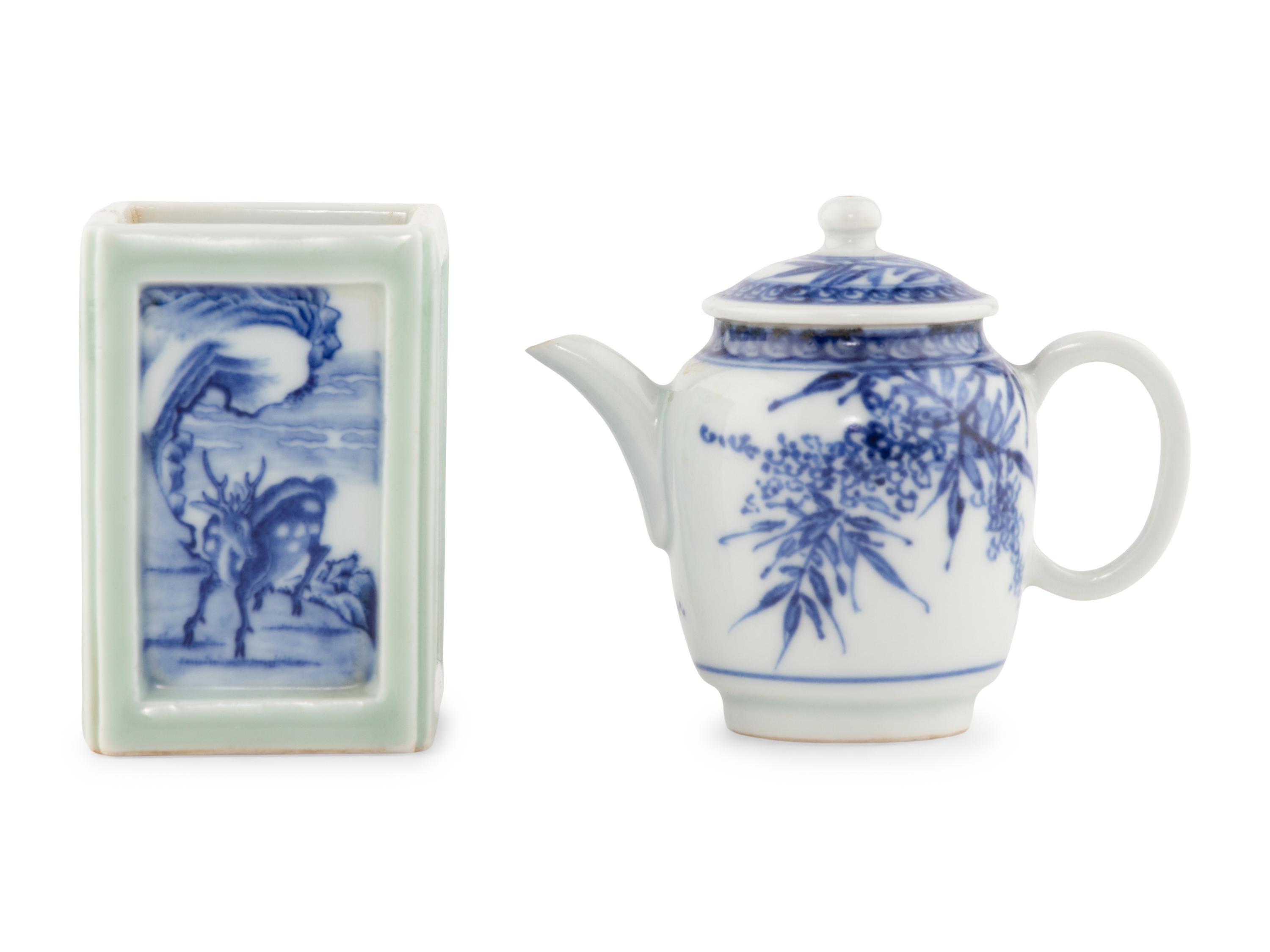 Two Chinese Blue and White Porcelain Articles