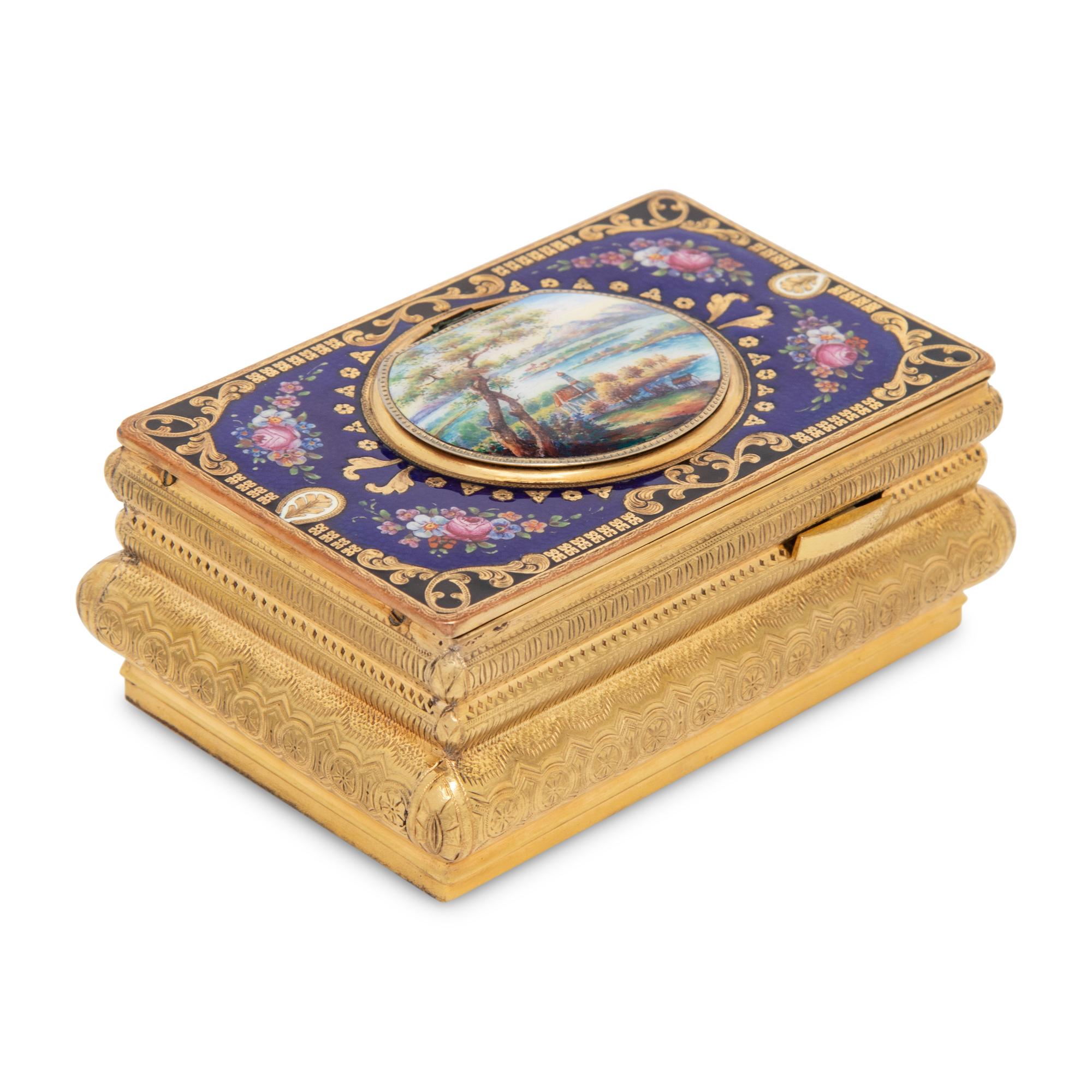 A German Gilt-Metal and Enamel Singing Bird Automaton Box