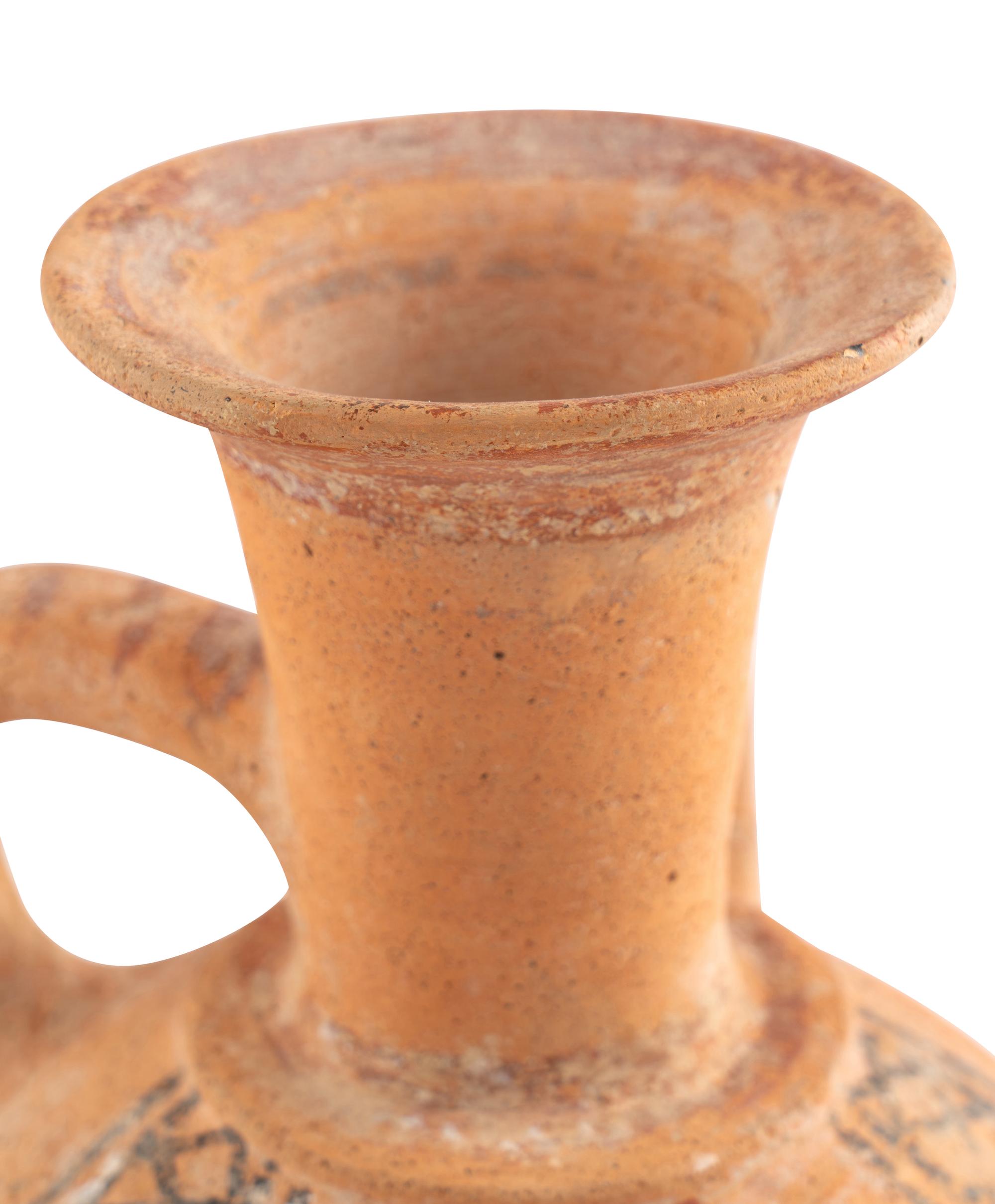 A Holy Land Pottery Spouted Strainer Jug