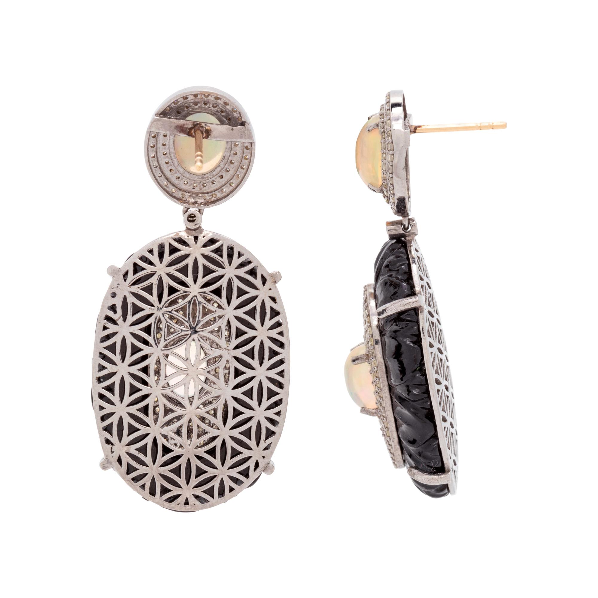 OPAL AND DIAMOND EARRINGS