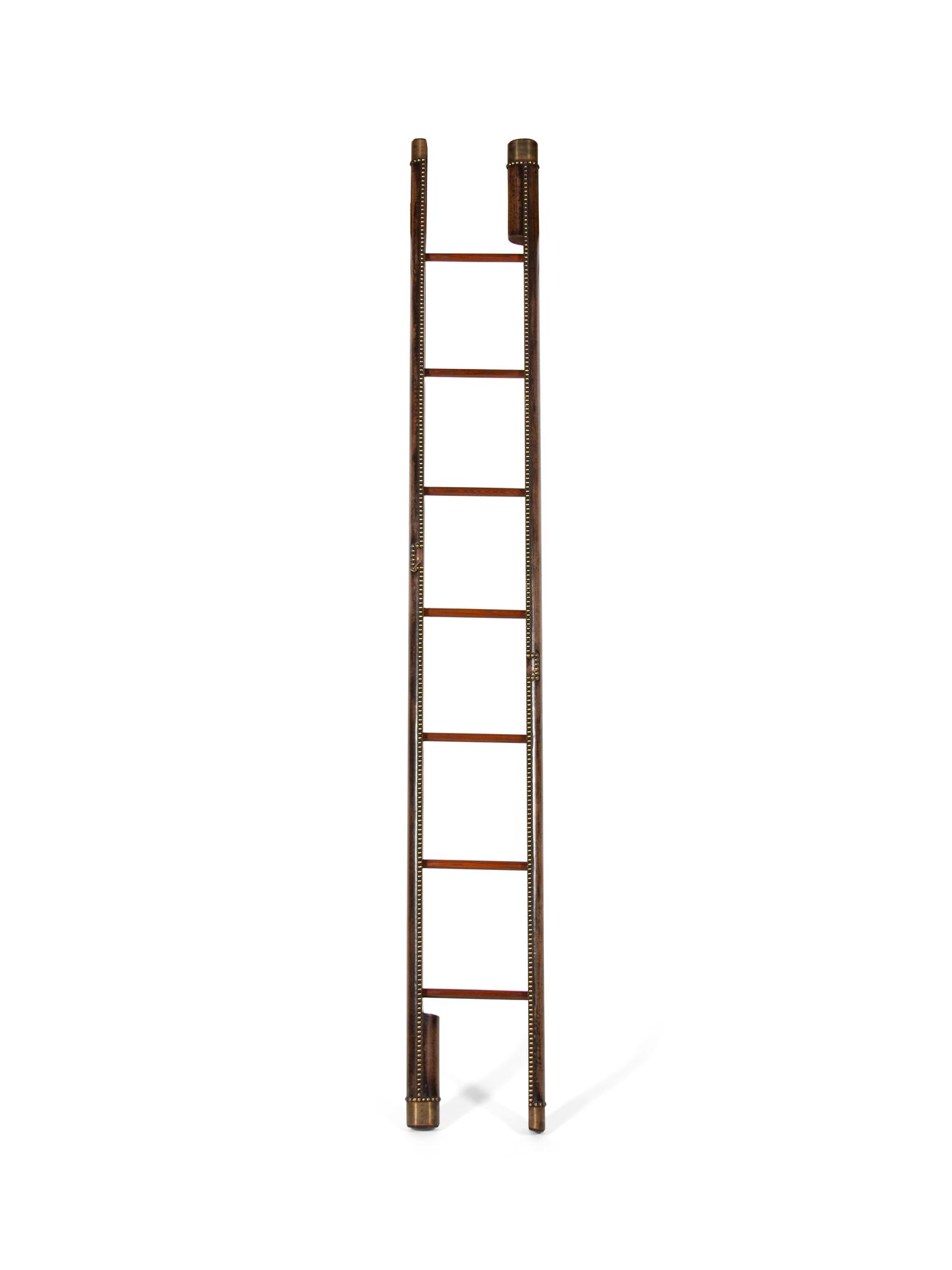 An English Brass Mounted Folding Library Ladder — 20TH CENTURY