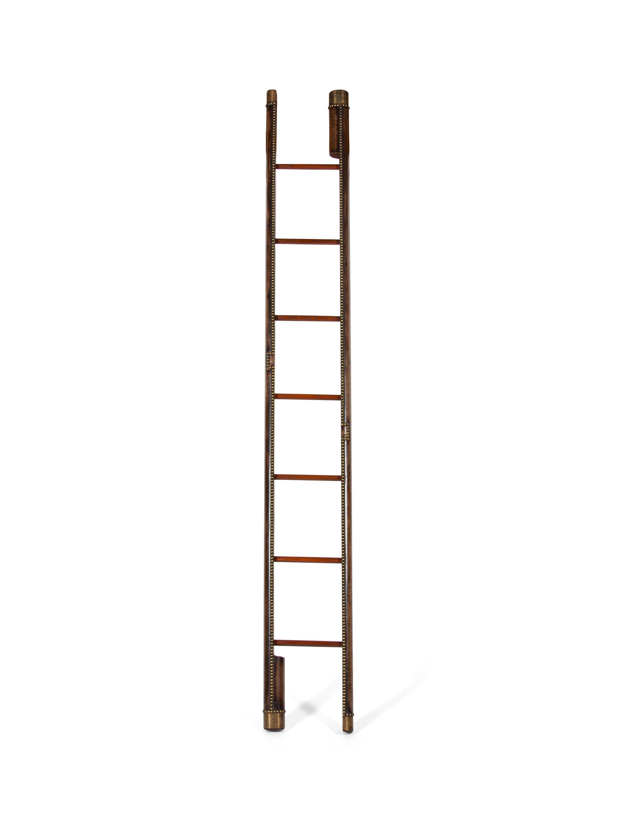 An English Brass Mounted Folding Library Ladder — 20TH CENTURY