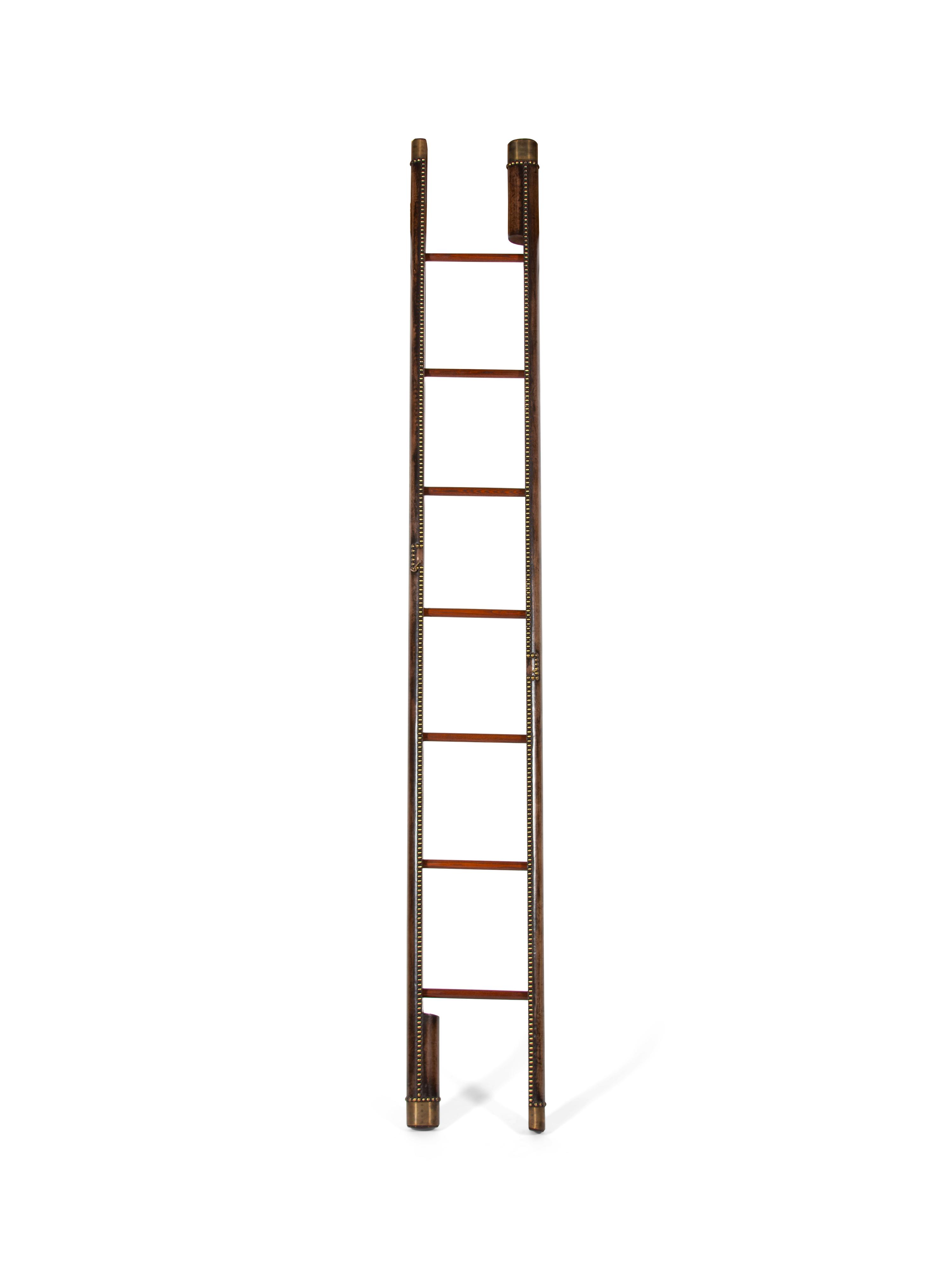 An English Brass Mounted Folding Library Ladder — 20TH CENTURY
