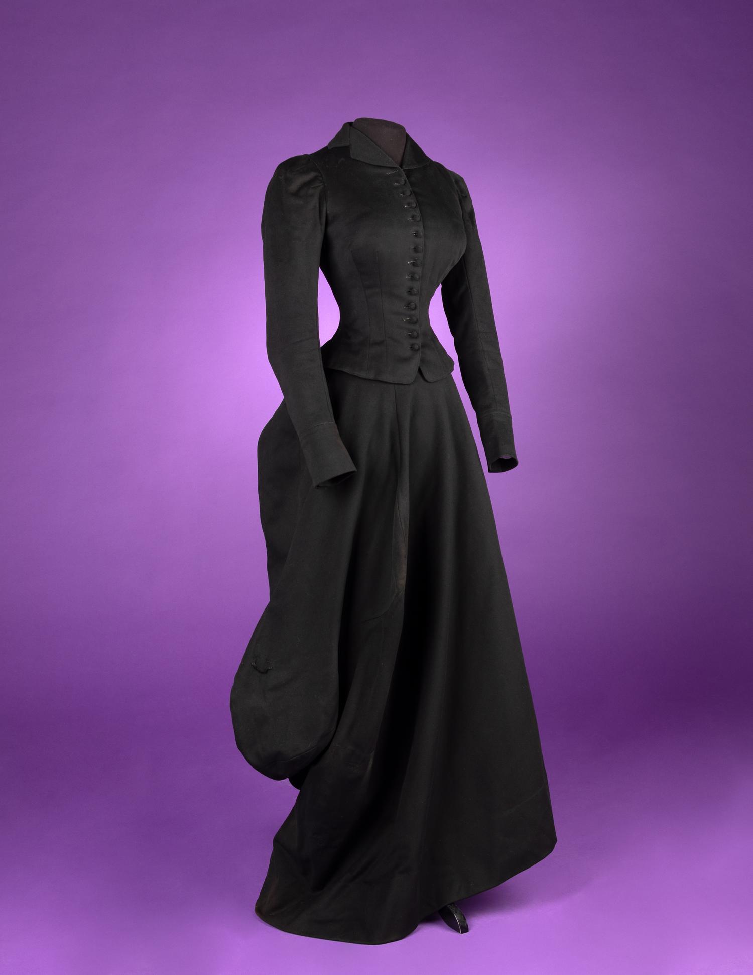 Collection of Four 19th Century Black Wool Riding Clothes, 1880-1890