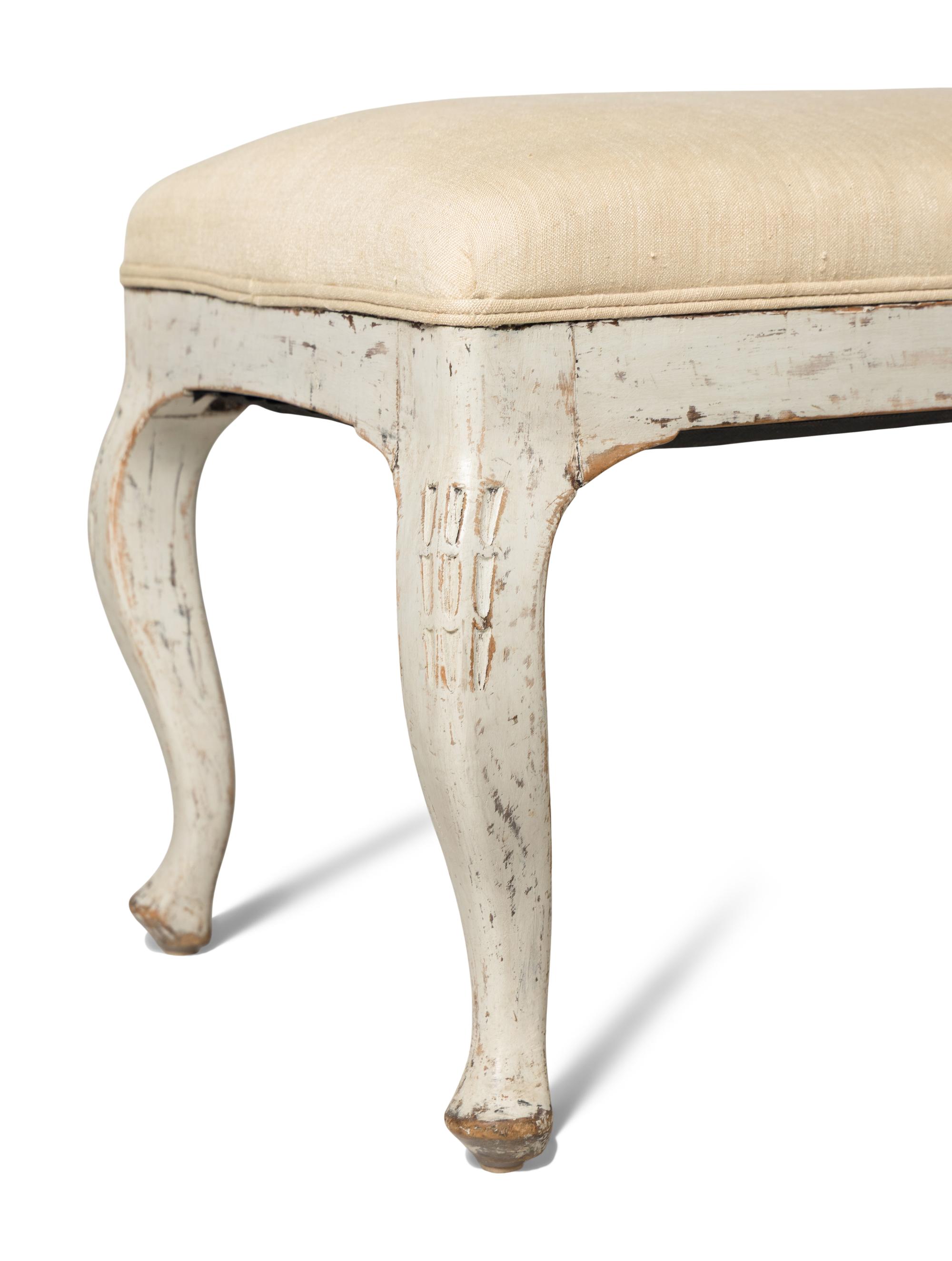 A Gustavian Style White-Painted Bench