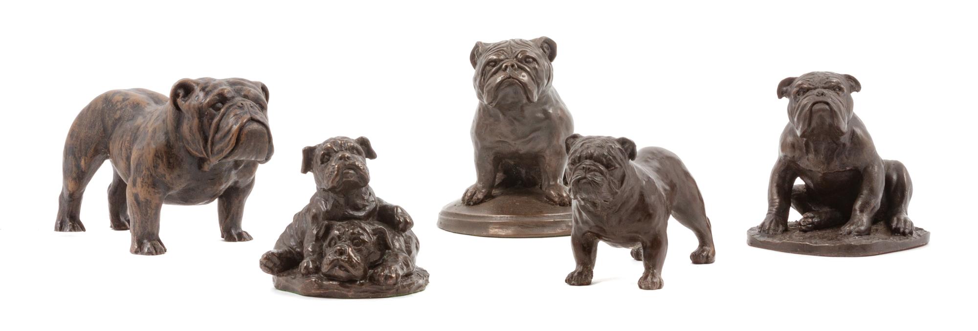 A Group of Five Composite Bulldogs Width of widest 6 inches.