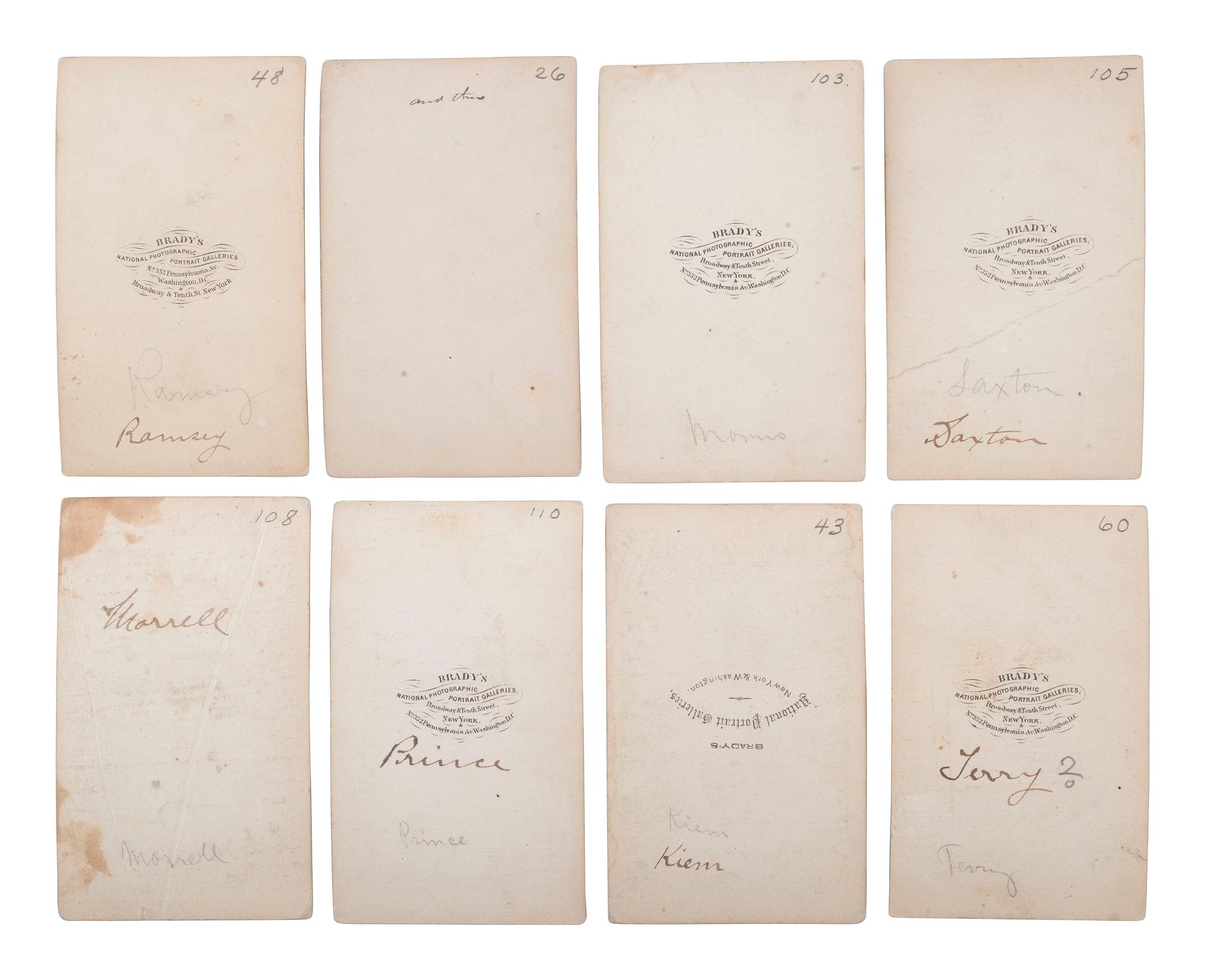 [CIVIL WAR - ARMY OF POTOMAC]. BRADY, Mathew (1822-1896), photographer. A group of 37 CDVs of Union generals, incl. MEADE, FRANKLIN, STONEMAN, BURNSIDE, TYLER, KEYES, GRIFFIN, MARTINDALE, and HATCH, MOH.