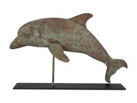 A Molded Copper Dolphin Weathervane