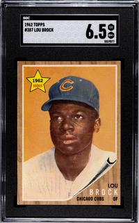 A 1962 Topps Lou Brock Rookie Baseball Card No. 387 (SGC 6.5 EX-NM+)