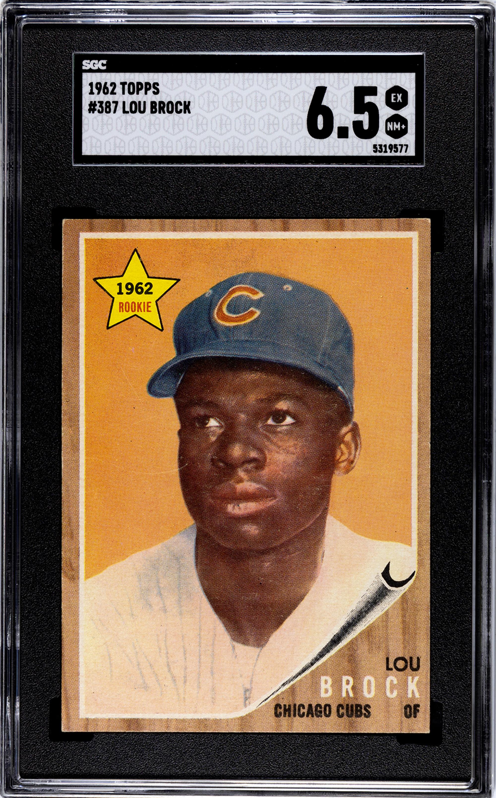A 1962 Topps Lou Brock Rookie Baseball Card No. 387 (SGC 6.5 EX-NM+)