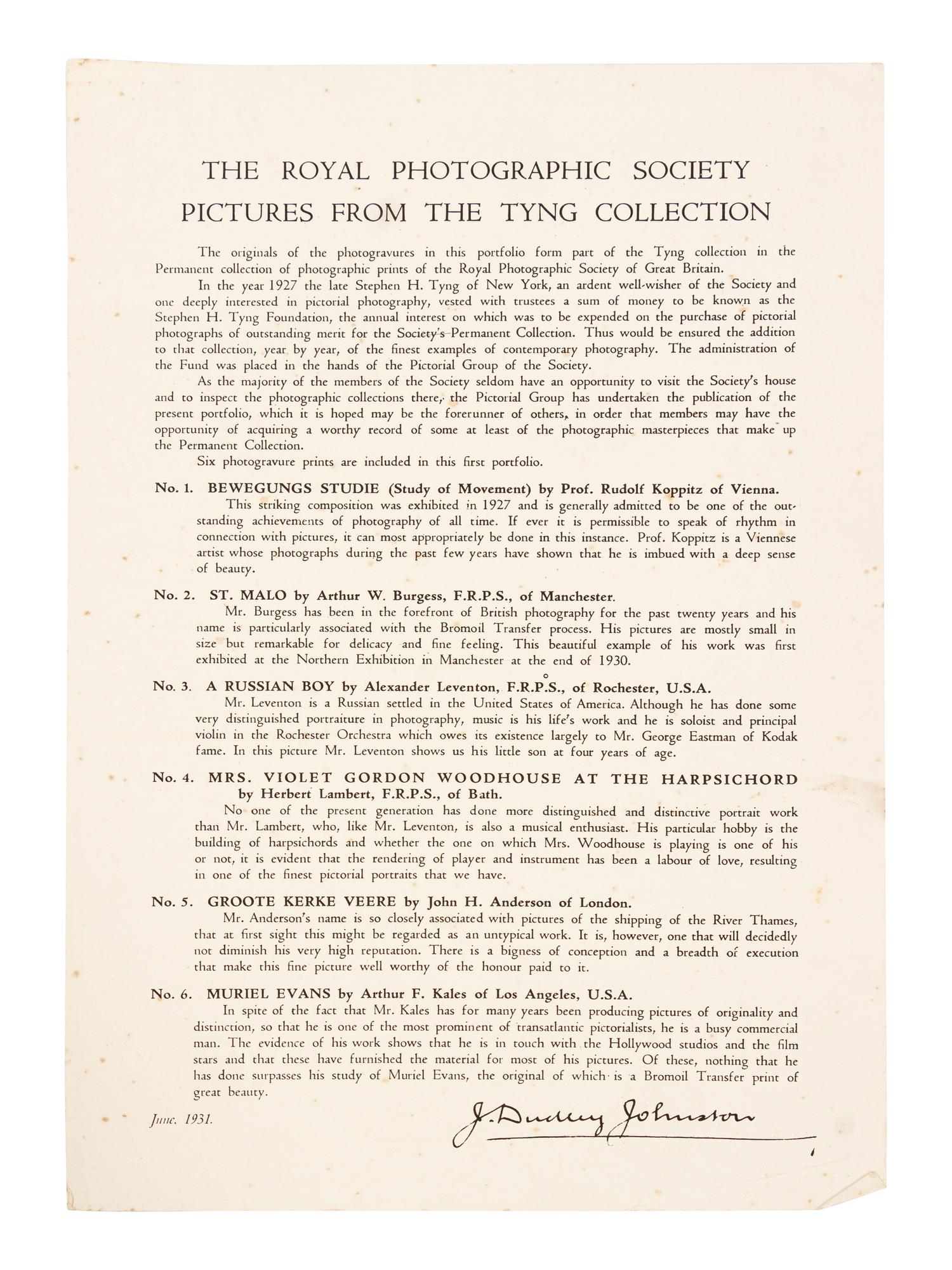 Five Photographs from The Royal Photographic Society, Pictures from the Tyng Collection