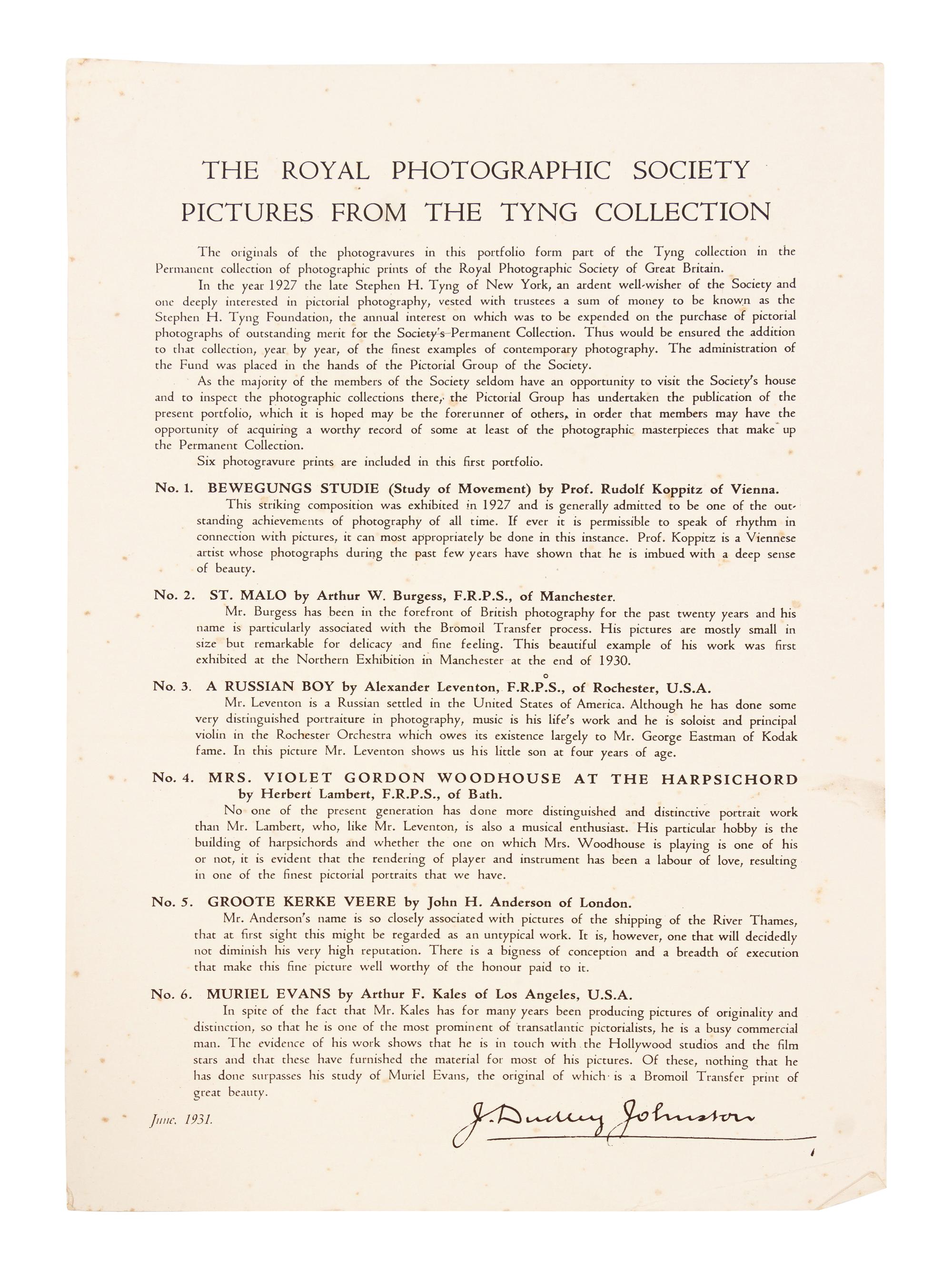 Five Photographs from The Royal Photographic Society, Pictures from the Tyng Collection