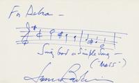 BERNSTEIN, Leonard (1918-1990). Autograph musical quotation signed ("Leonard Bernstein") and inscribed for Debra. N.d.