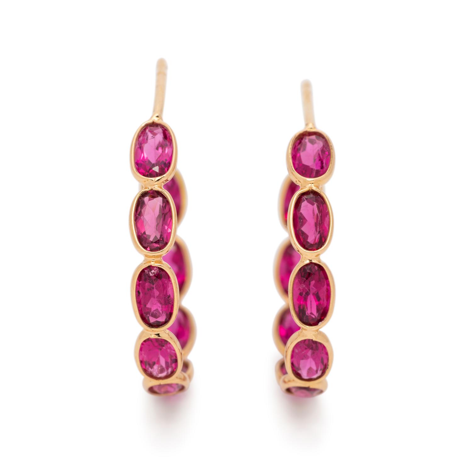 RUBELLITE HOOP EARRINGS
