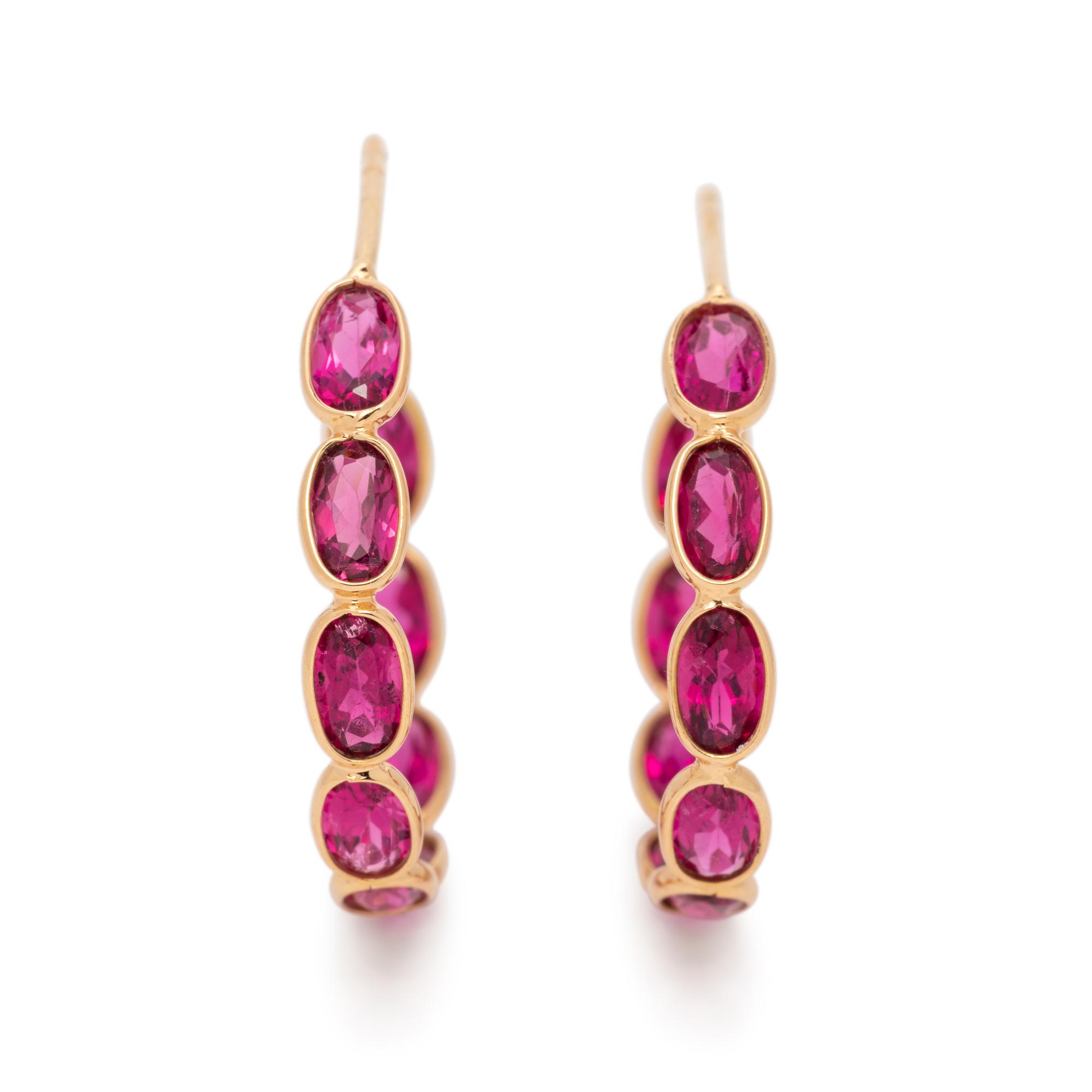 RUBELLITE HOOP EARRINGS