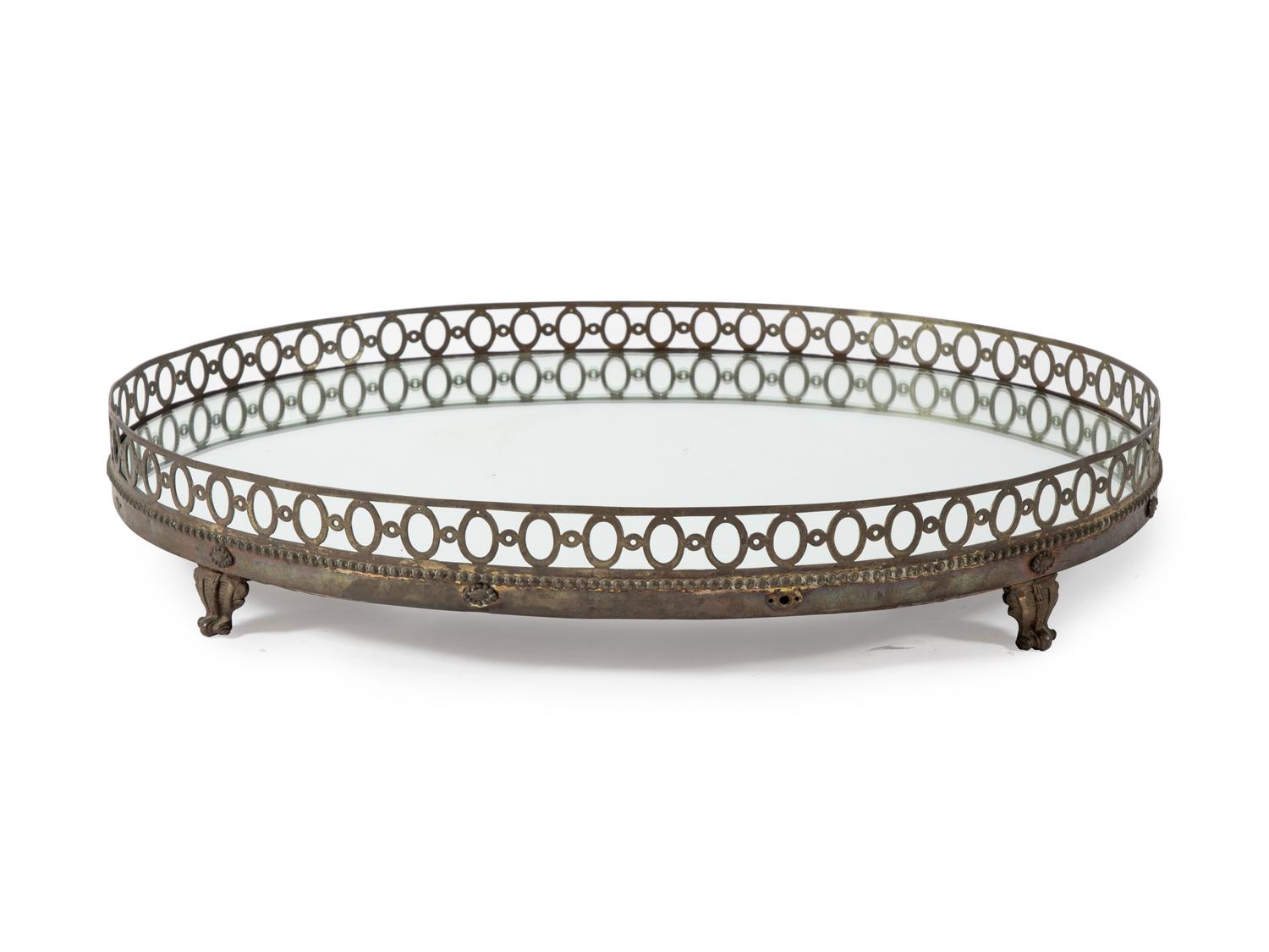 A Brass Mounted Mirrored Table Plateau