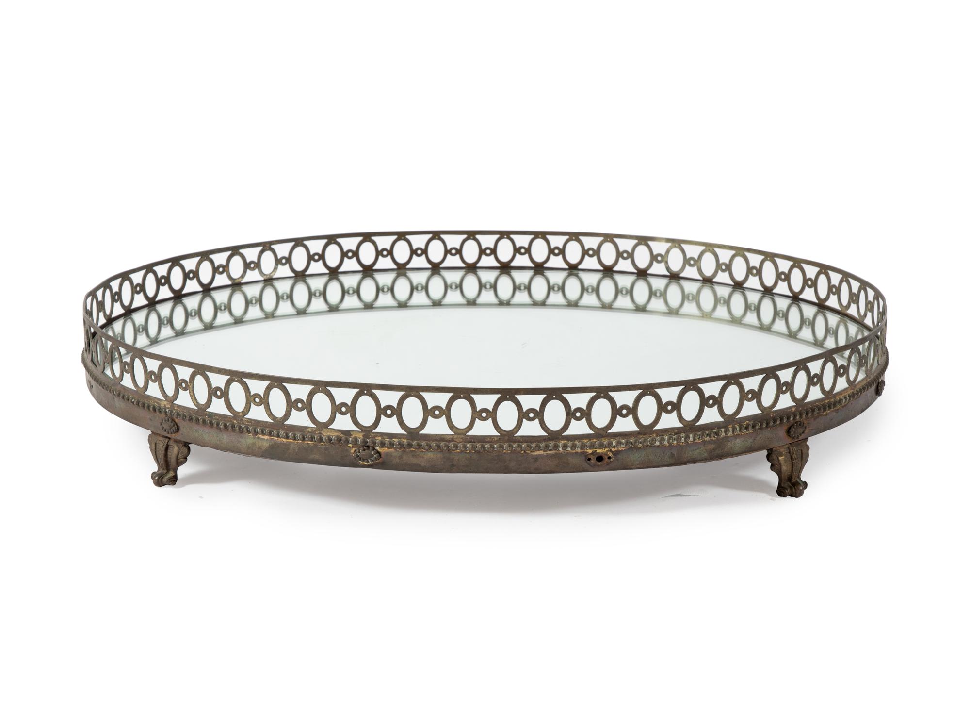 A Brass Mounted Mirrored Table Plateau