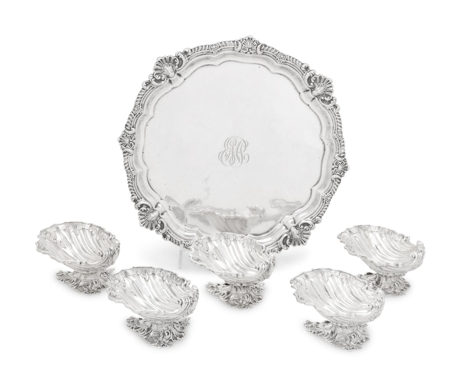 A Set of Five Edward VII Silver Salt Cellars