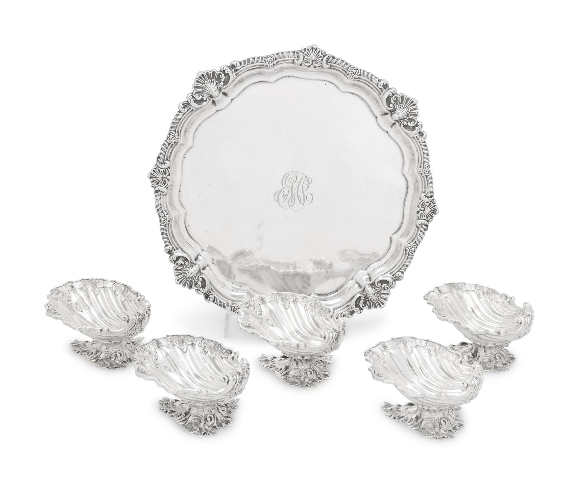A Set of Five Edward VII Silver Salt Cellars