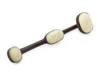 A Pale Celadon Inset Hardwood Ruyi Scepter