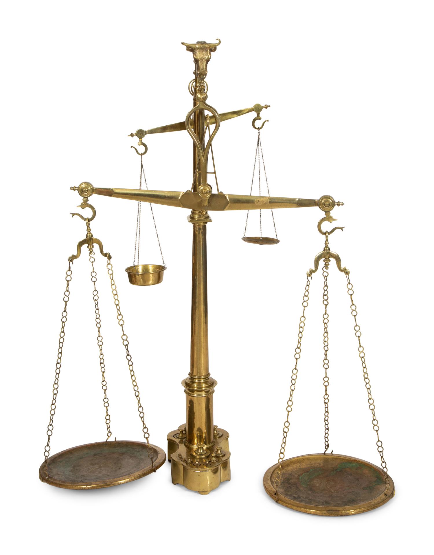 A Portuguese Butcher's Shop Two-Beam Brass Scale