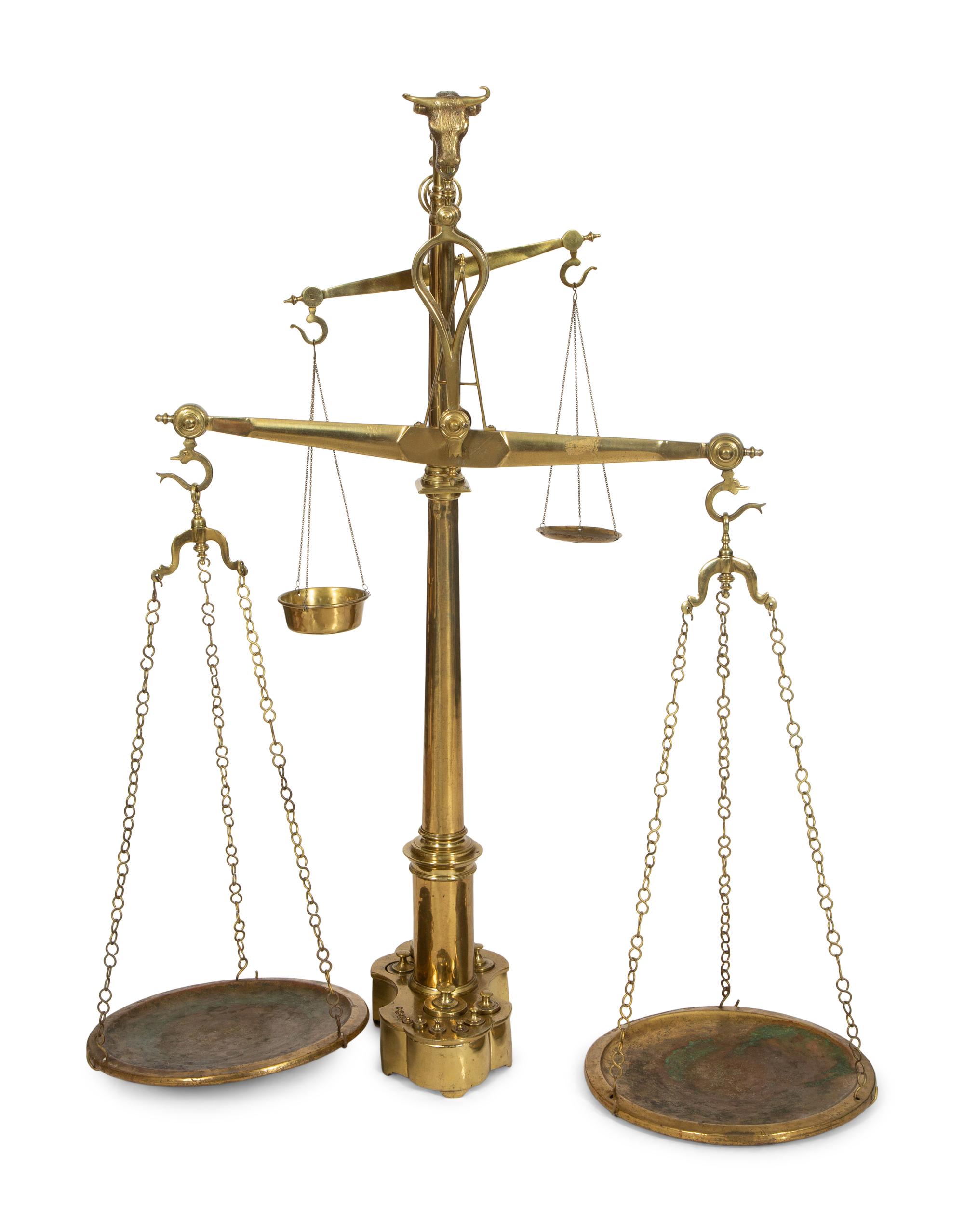 A Portuguese Butcher's Shop Two-Beam Brass Scale