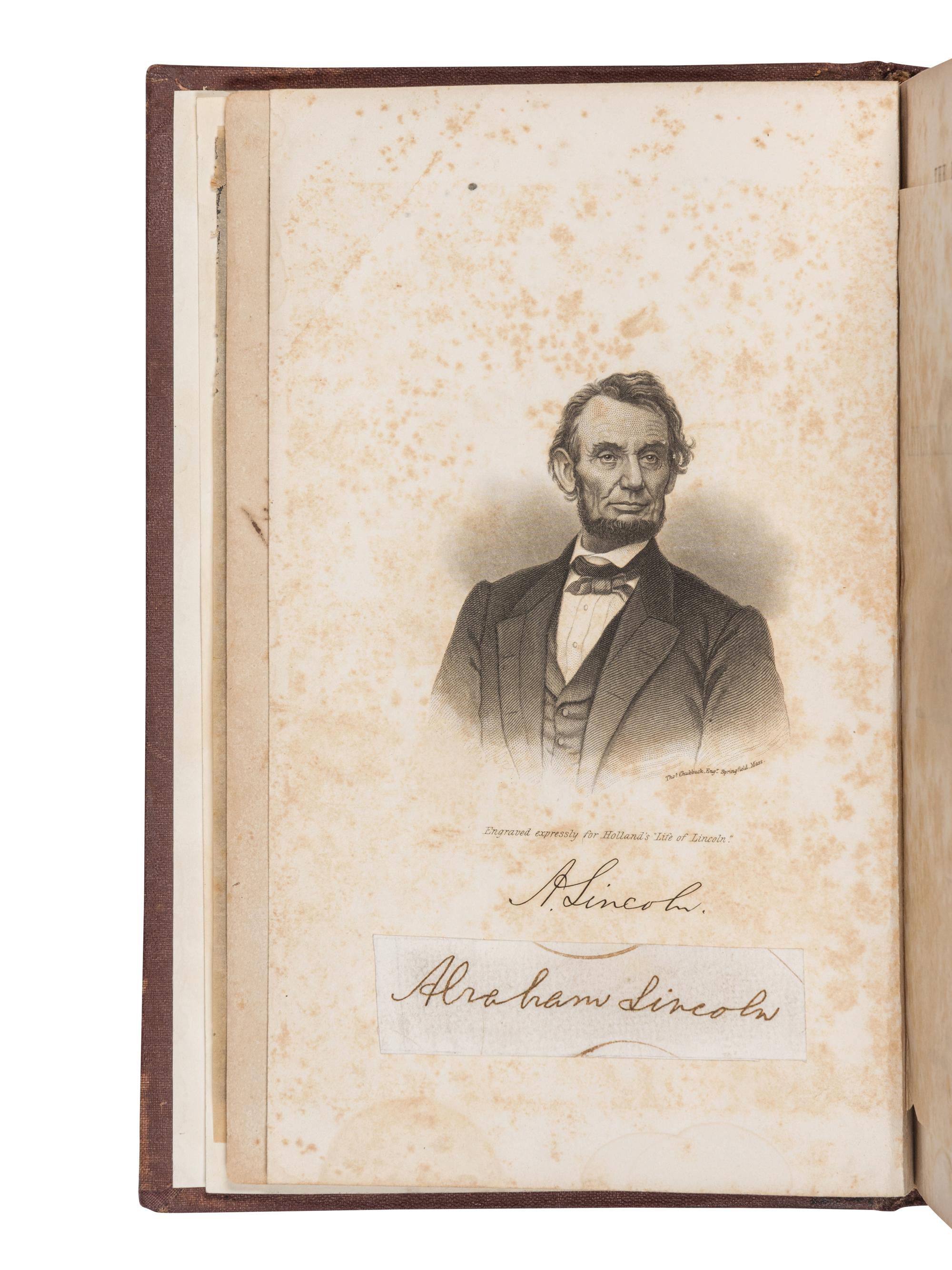 LINCOLN, Abraham (1809-1865). Signature "Abraham Lincoln", cut from a document. N.d.