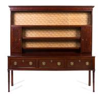 An Oak Welsh Cupboard, Height 71 3/4 x width 72 3/4 x depth 17 3/4 inches.
