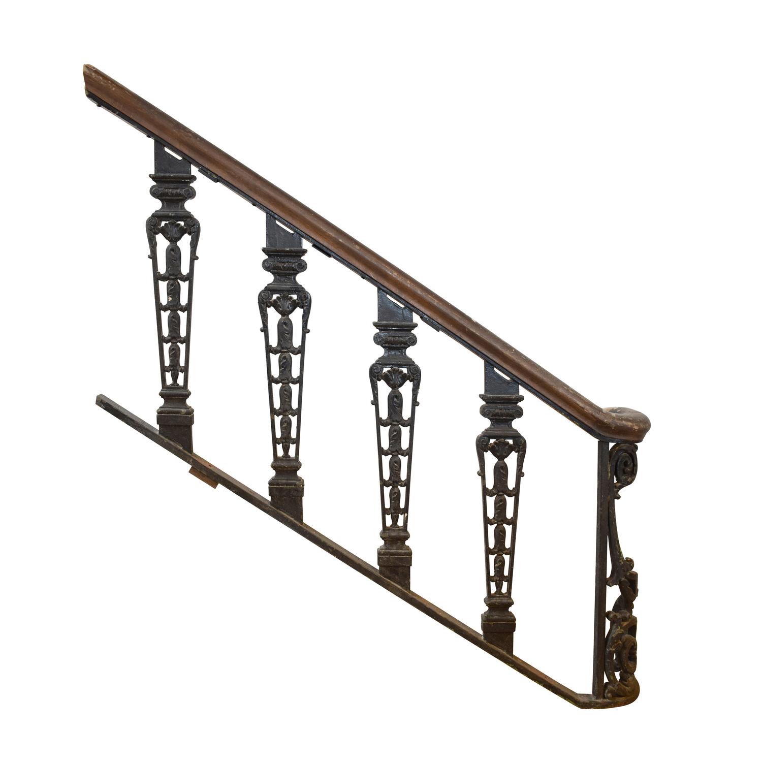 A Stair Railing from a Chicago Theater 58" W x 8" D x 59" H — United States, Early 20th Century
