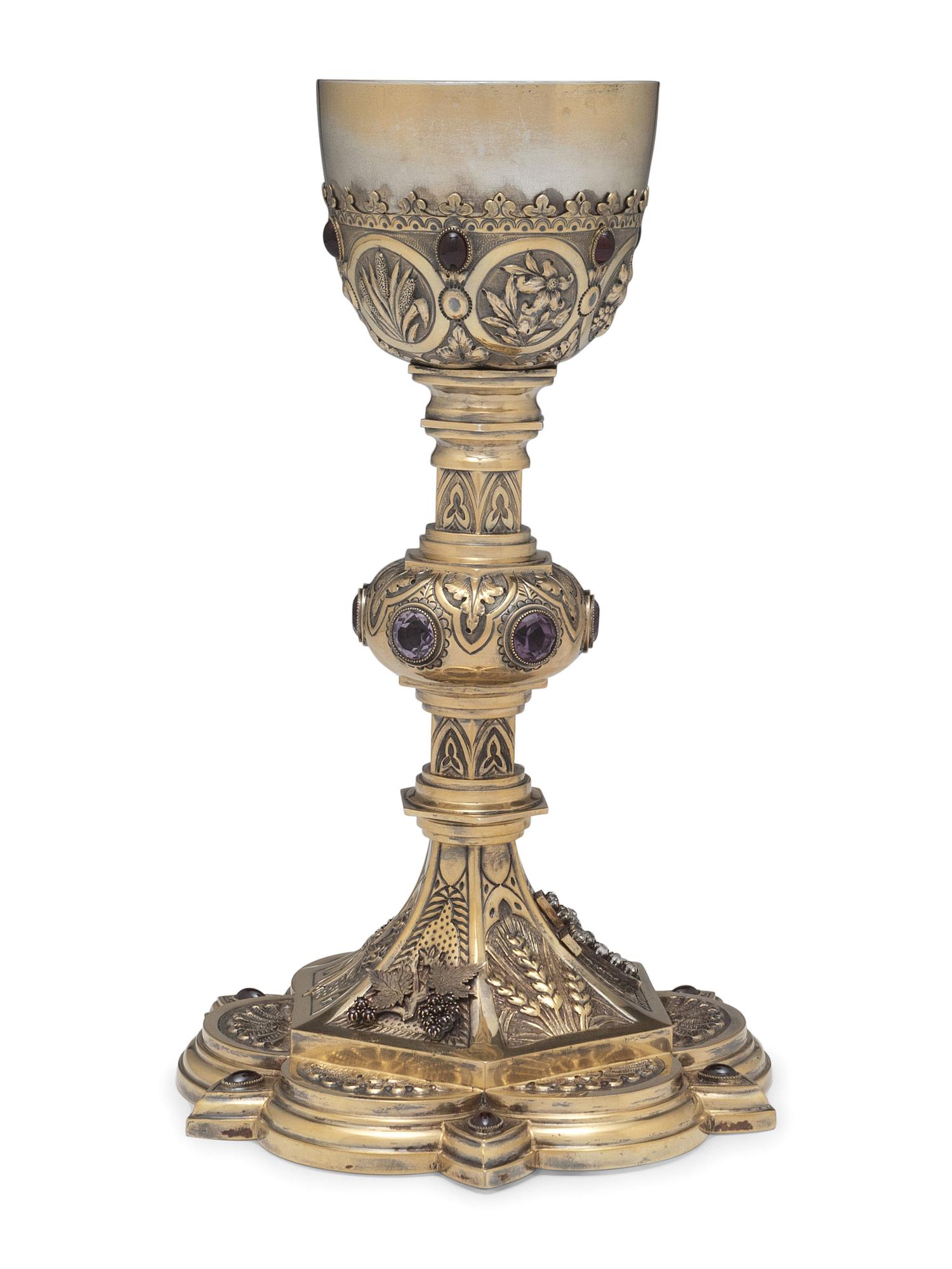 An American Silver and Jewel-Mounted Communion Chalice