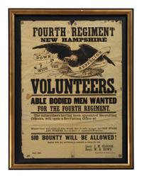 [CIVIL WAR]. Fourth Regiment New Hampshire Volunteers. Able Bodied Men Wanted for the Fourth Regiment . Concord, NH: Fogg, Hadley & Co., September 1861.