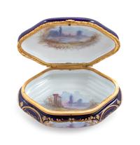 A Sèvres Style Painted and Parcel Gilt Porcelain Table Casket