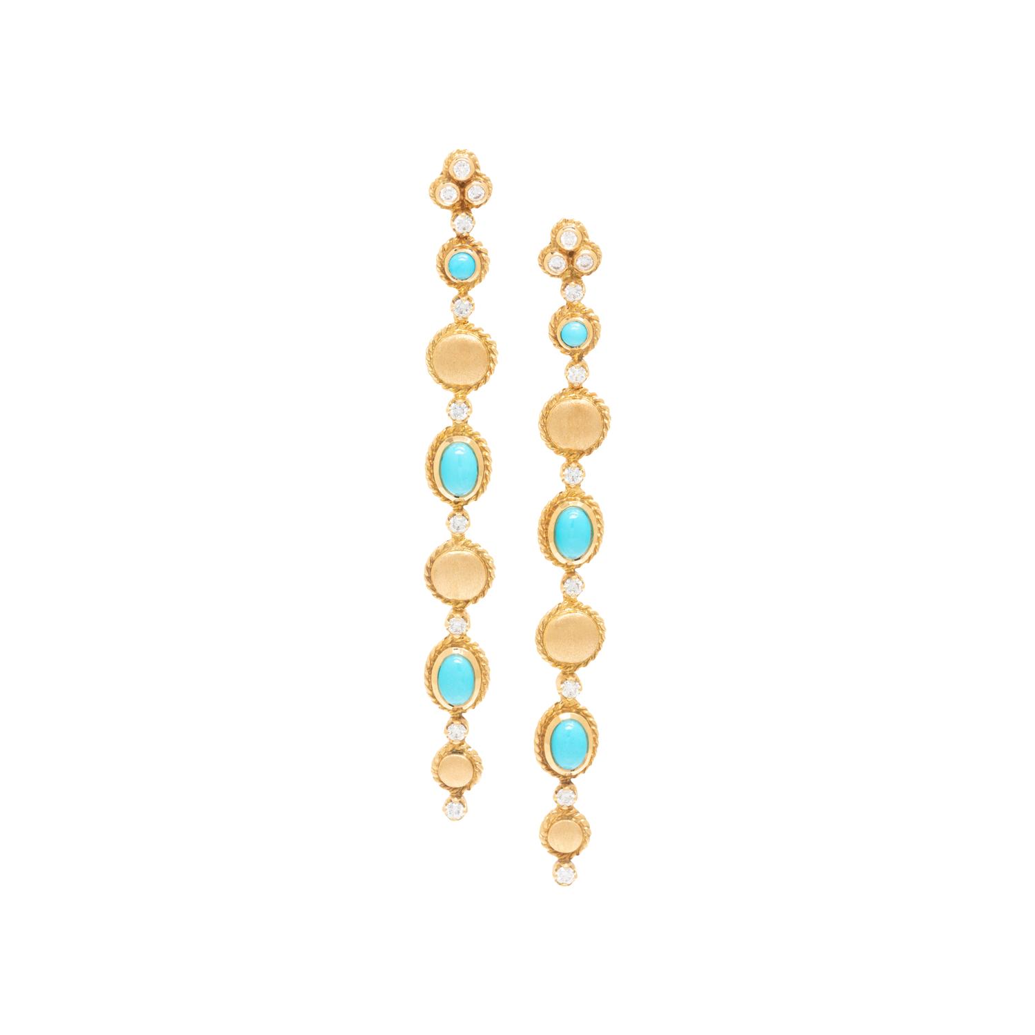 LALAOUNIS, TURQUOISE AND DIAMOND EARRINGS
