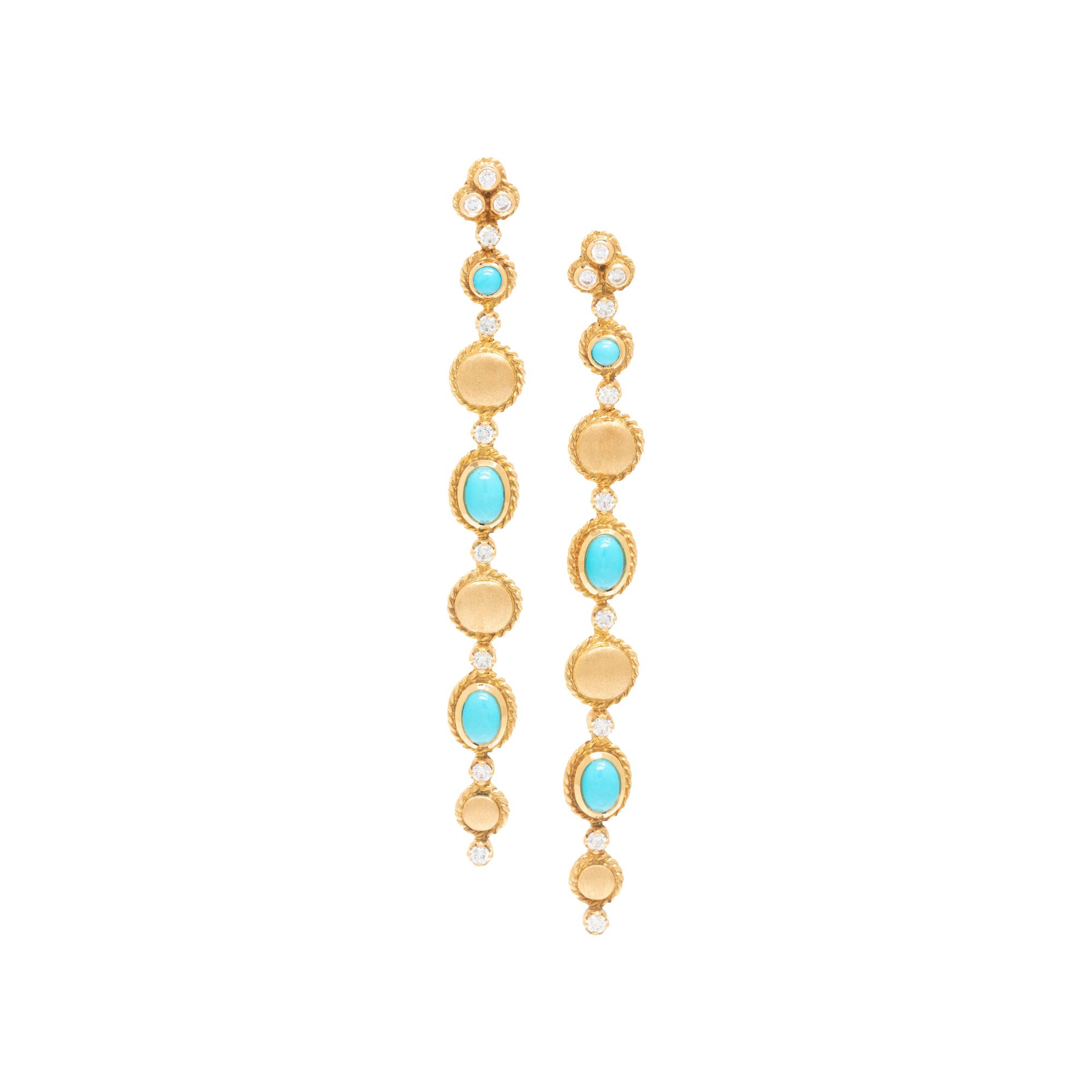 LALAOUNIS, TURQUOISE AND DIAMOND EARRINGS