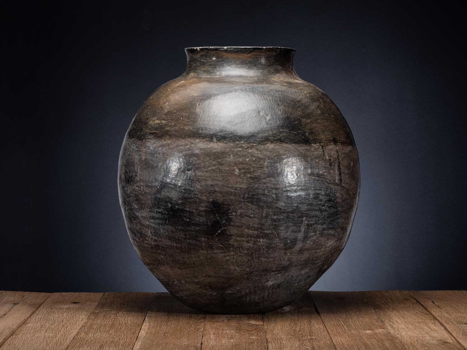 Massive Ohkay Owingeh Blackware Pottery Storage Jar