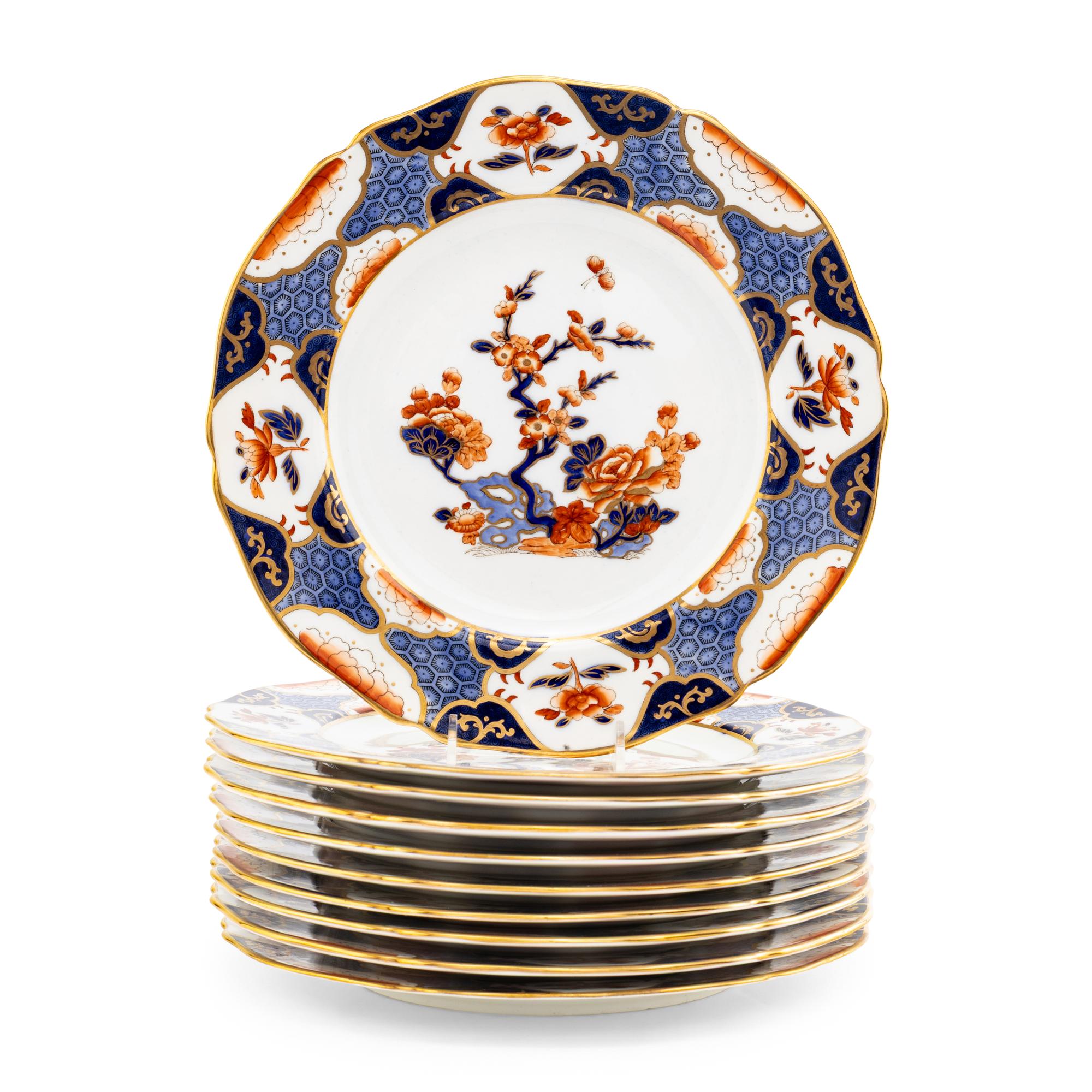 A Set of Ten Spode Shima Porcelain Dinner Plates