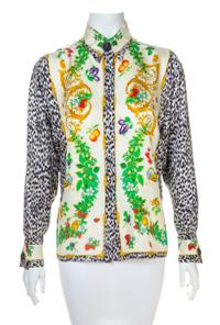 A Gianni Versace Silk Print Shirt, Size 40.