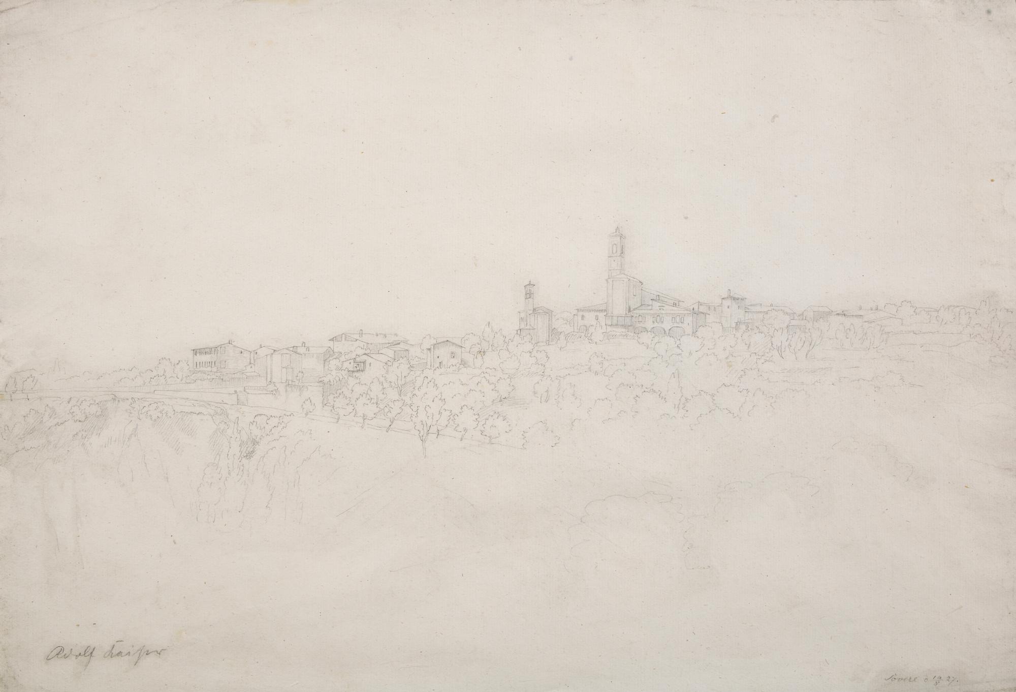 Landscape , Skyline of Lovere , Landscape , and Landscape of Desengano , 1827 (three works)