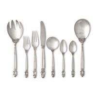 A Georg Jensen Acorn Silver Flatware Service