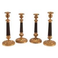 Two Pairs of Empire Style Brass Candlesticks