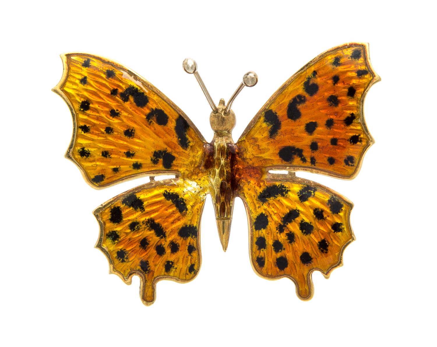 An 18 Karat Yellow Gold and Polychrome Enamel Butterfly Brooch, 8.40 dwts.
