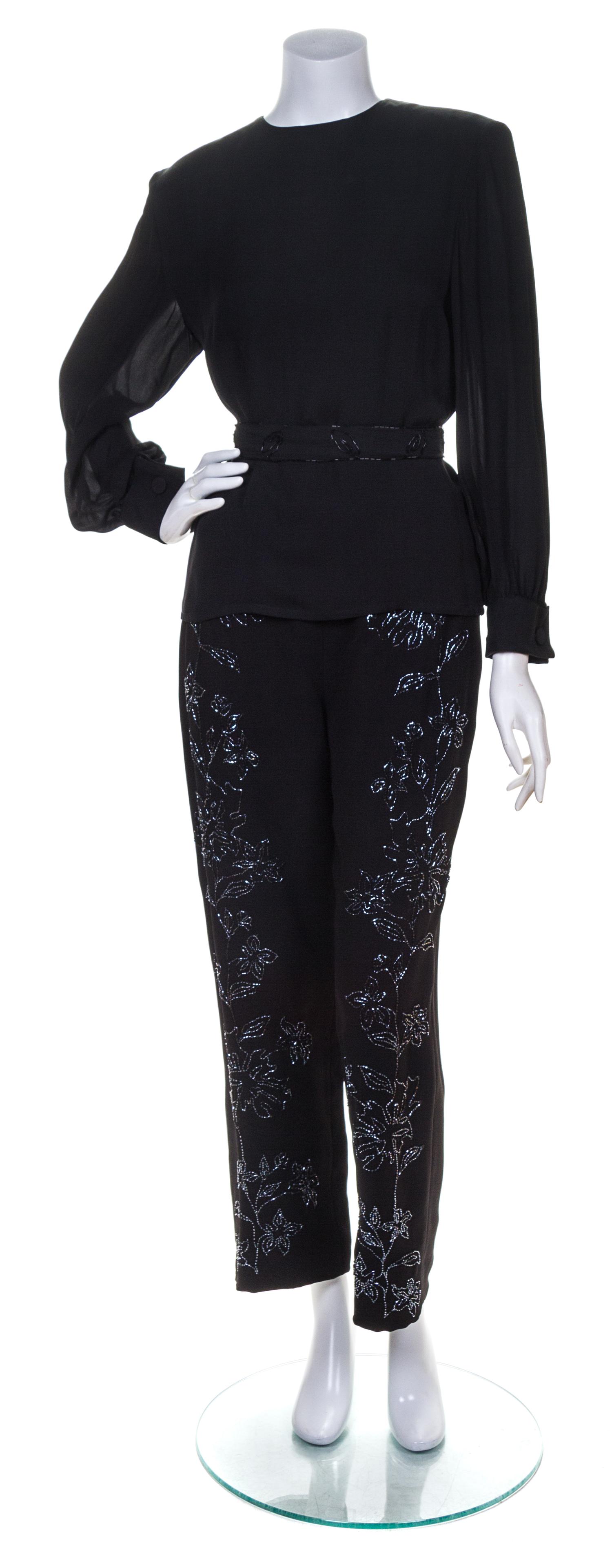 A Black Embellished Pant Ensemble,