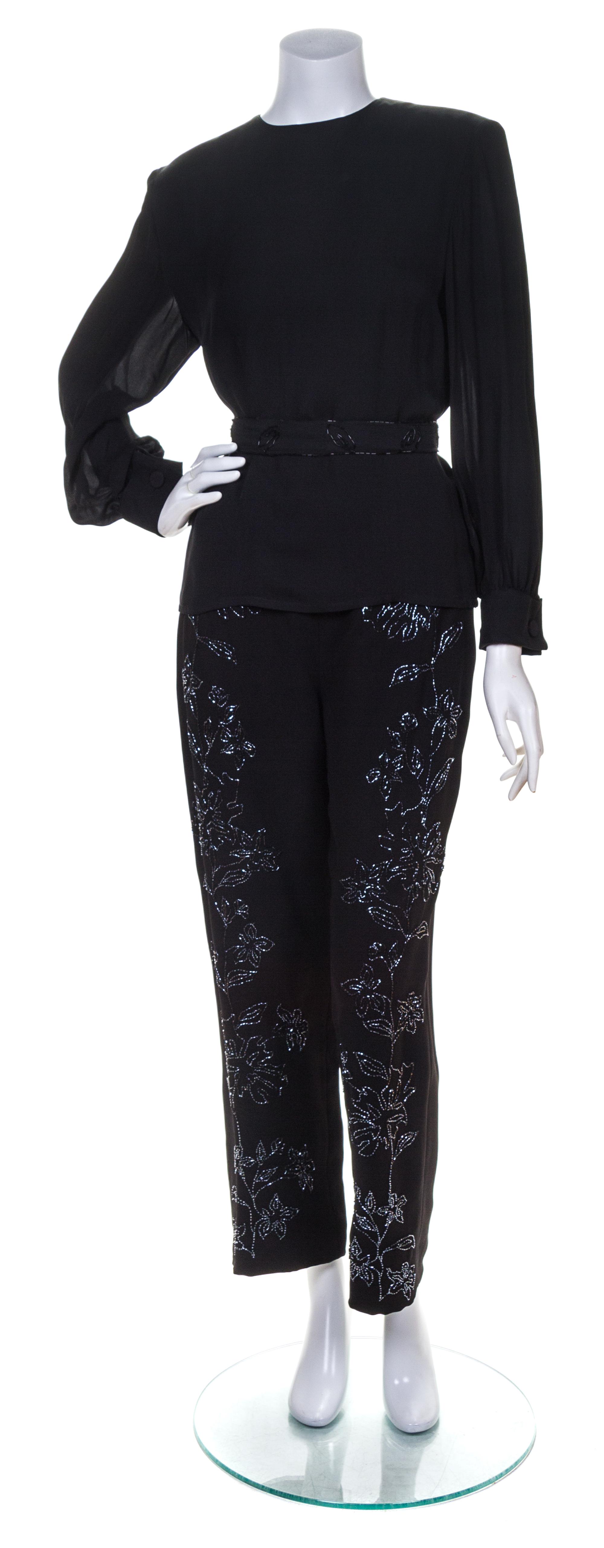 A Black Embellished Pant Ensemble,
