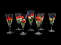 A Group of Seven Enameled Glass Stemware Articles