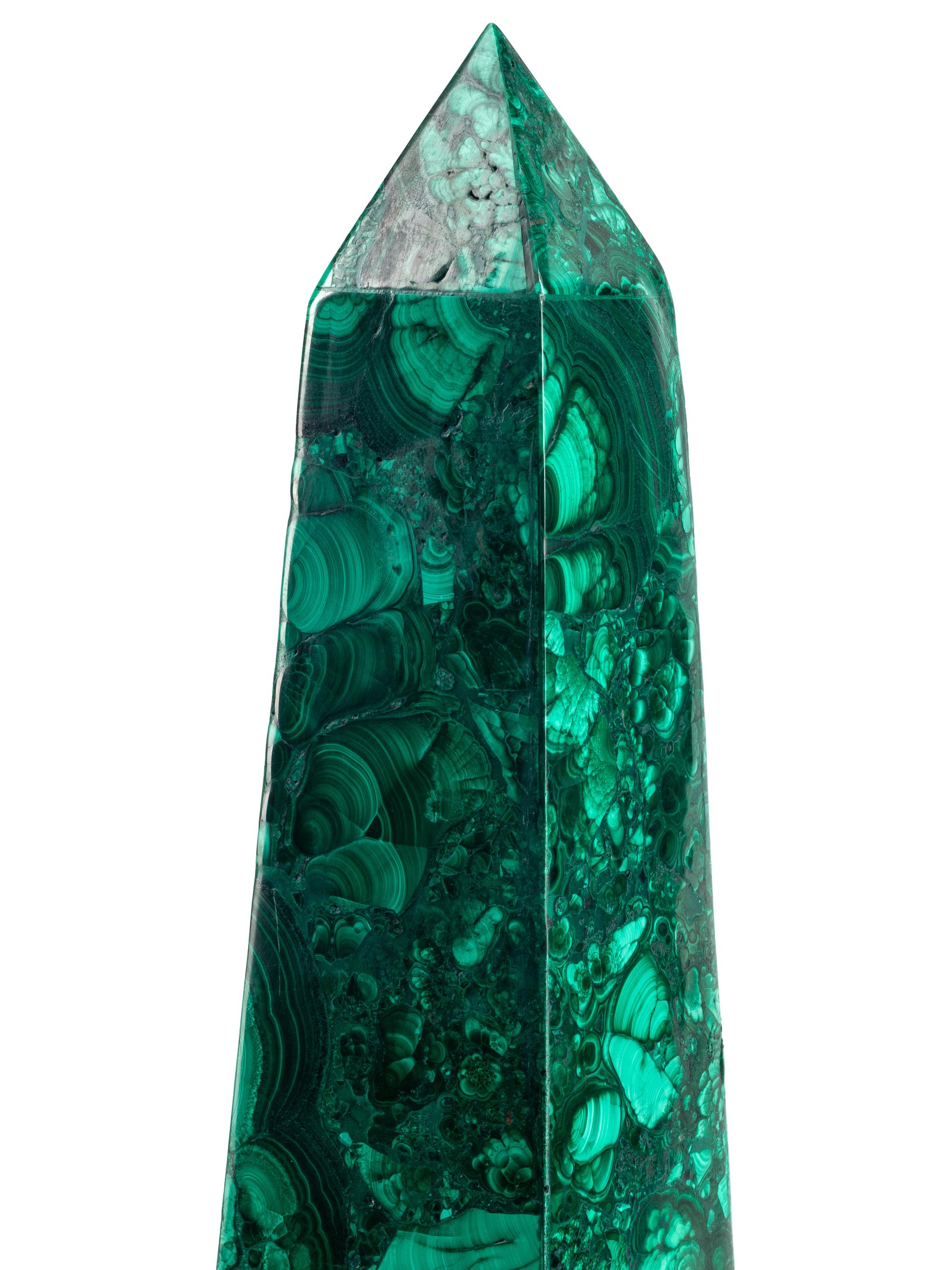 A Pair of Malachite Obelisks