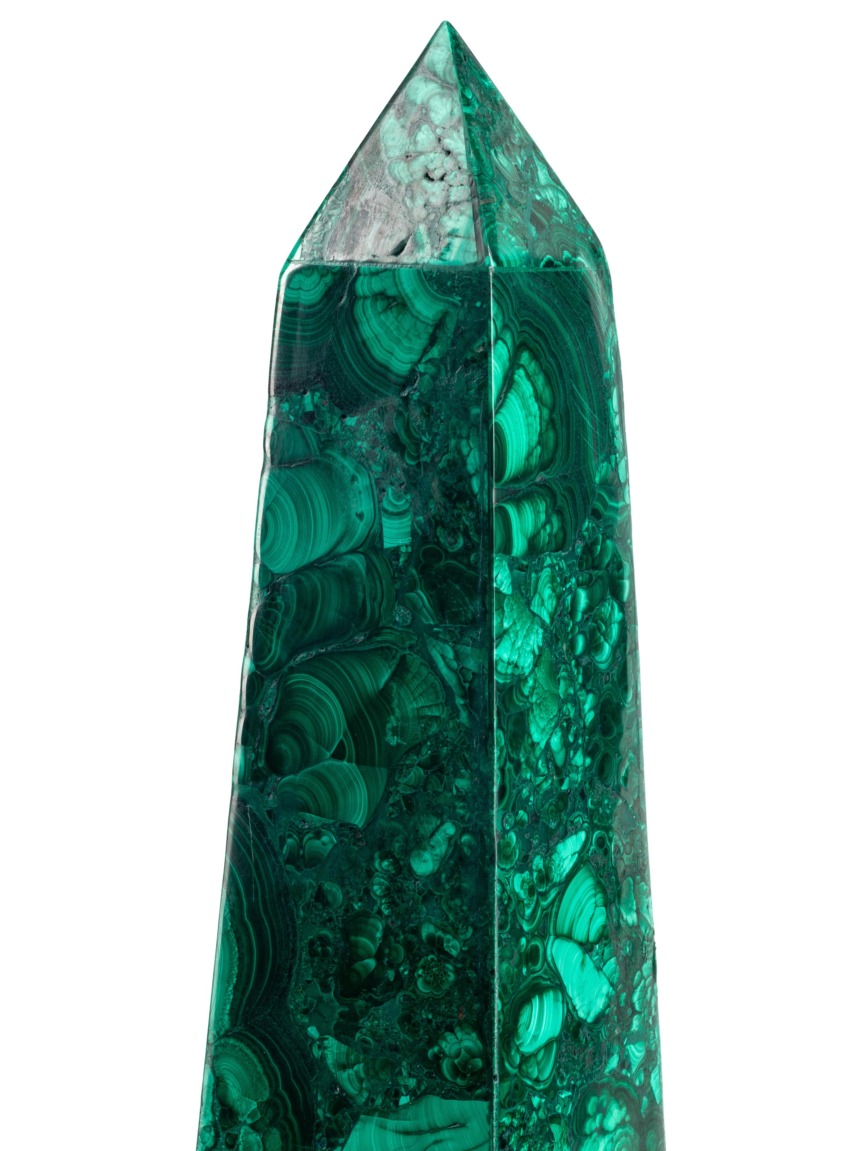 A Pair of Malachite Obelisks