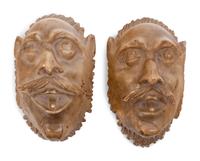 Two Continental Carved Alabaster Masks