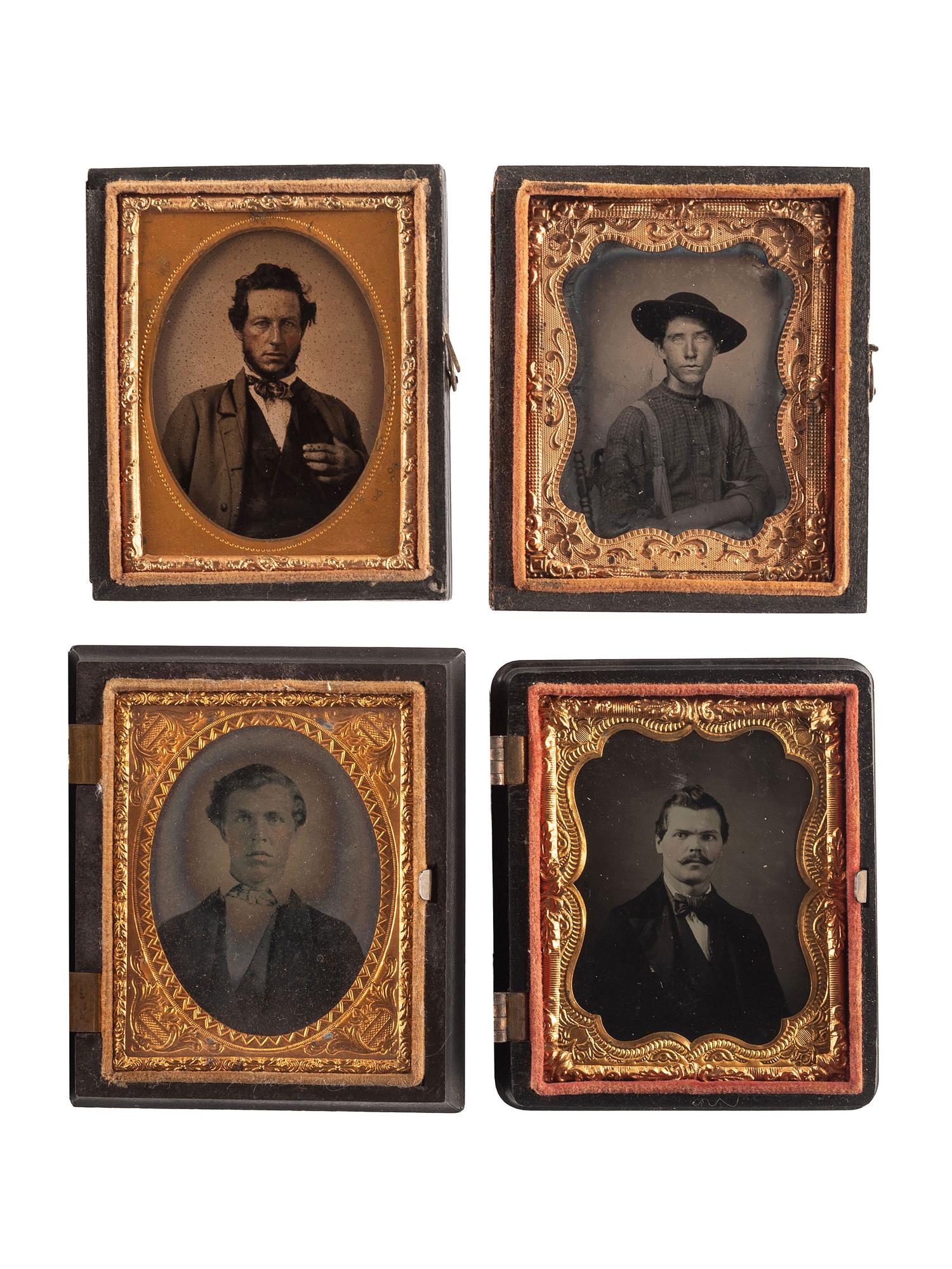 [EARLY PHOTOGRAPHY]. A group of 33 daguerreotypes, ambrotypes, tintypes, and CDVs of men of varying ages, including: