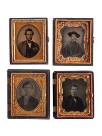 [EARLY PHOTOGRAPHY]. A group of 33 daguerreotypes, ambrotypes, tintypes, and CDVs of men of varying ages, including: