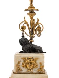 A Pair of Louis Philippe Gilt Bronze and Marble Candlesticks